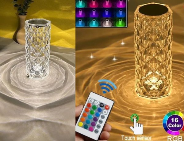 16 Color Rechargeable Crystal Led Lights Diamond Table Lamp With Remote Control