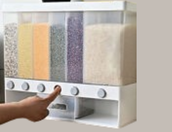 Wall Mounted Food Dispenser 6-Grid, Dry Fruit Storage, Large Capacity, Whole Grains Safe - Image 2