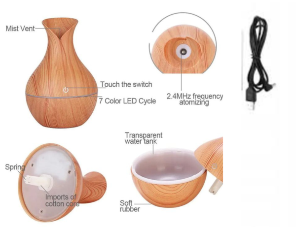 Ultrasonic Humidifier Led Light  Vase Aromatherapy Portable Room Car Home Office Mini Mist LED Lights Essential Oil - Image 4