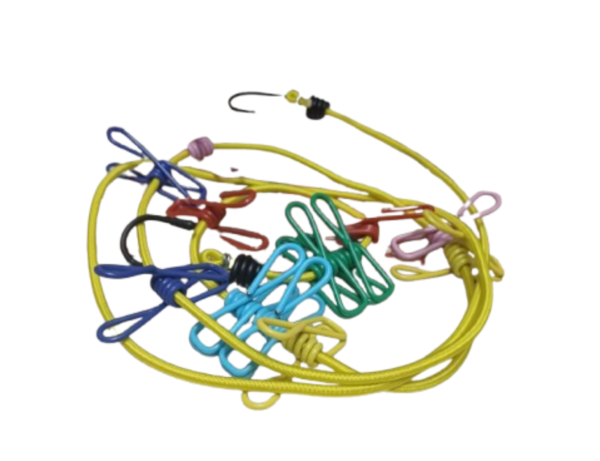 Imported Portable Clothing Drying Rope with 12 Clips with 2 Hooks 180cm - Image 3