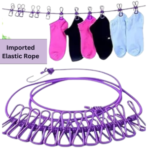 Imported Portable Clothing Drying Rope with 12 Clips with 2 Hooks 180cm