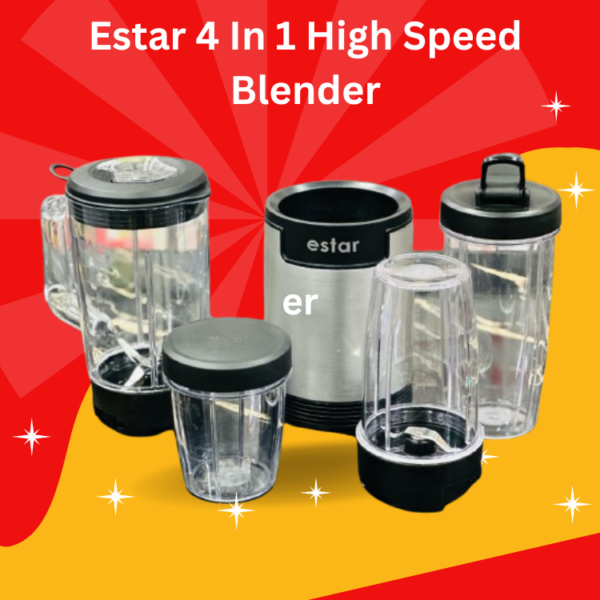 Estar 4 in 1 Nutri High Speed Blender Juicer Grinder Mincer Machine Powerful Motor High RPM 18,000 cup sizes - 1000ml, 800ml, 500ml, and 350ml Durable Blades