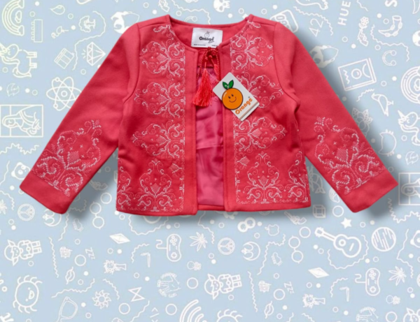 Girls Casual Coat Embroidered