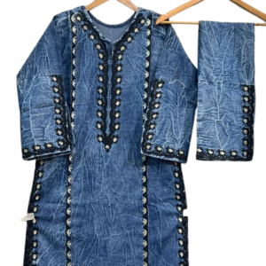 2-Piece Embroidery Denim Suit