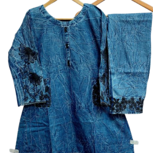 2-Piece Embroidery Denim Suit