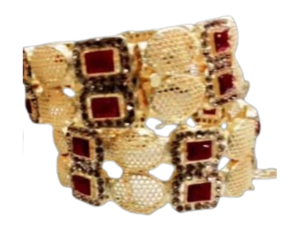 2 Piece Pair Golden Bangle/ Adjustable Kara set  Bangle - Image 2