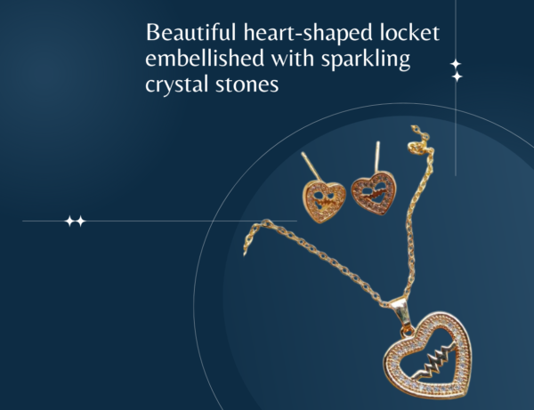 Heart Design set for girls Crystal Stones locket set