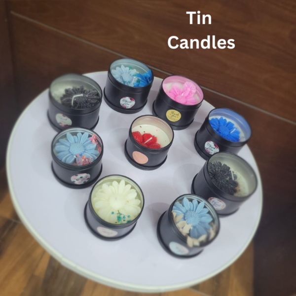 Tin Candles/ Candles Tin Jar/ Scented Candles Flower/ Round Candle Jars/Metal Tins for Candles/ customizable scents and colors