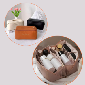 Large-Capacity Portable Leather Makeup Pouch