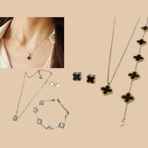 Clover Four Leaf Pendant Necklace + Bracelet + Earrings +For Girls
